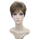Wiginway Short Synthetic Wigs Golden Brown Fluffy Straight Full Bang Capless Heat Resistant Fiber Wigs for Women