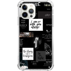 Christian Bible Collage Case Compatible with iPhone 14 Pro Max, Black Christian Postive Quotes Cover for Men Girls Women Boys, Shockproof Protective TPU Case for iPhone 14 Pro Max