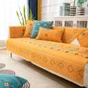 Boho Chenille Couch Covers,Geometric Couch Covers for Sofa,Chenille Couch Cover Non Slip,Sectional l Shaped Sofa Furniture Protector Cover for Home Decor,Orange_2 Seat 43x70in/110x180cm