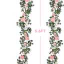 Lvydec 2 Pack Artificial Peony Flower Garland - 6ft Silk Peony Vine Willow Leaves and Eucalyptus Garland White Arch Flower Vine for Wedding Party Table Decoration (Pink)