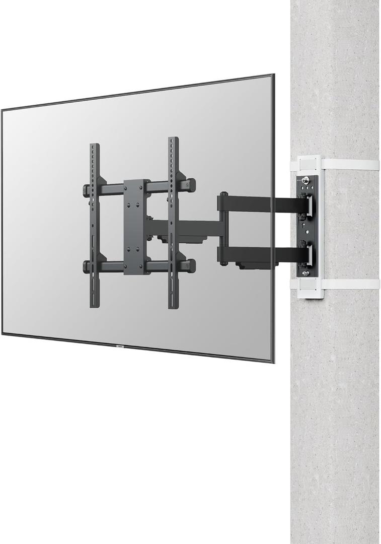 CondoMounts CLMTVA1144 Full Motion Small Pillar | Gazebo TV Mount | Round & Square TV Post Mount | NO Drill | Holds 80lbs | Fits 32-in. to 70-in. | Fits 4-in. to 12-in. Post | White Strap