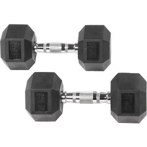 Fitvids Hex Dumbbells Rubber Coated Hand Weights for Exercises and Fitness Home Gym, 5-50 LB Pair
