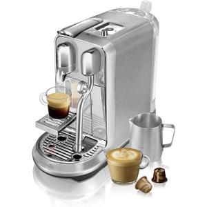 Nespresso Original Creatista Plus Espresso Machine by Breville Brushed stainless steel machine with automatic steam wand and 8 barista style coffee and milk recipes 3 second heat-up