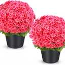 Suncalla 2 Pack 20" Artificial Geraniums Flowers Outdoor Decoration, Faux Geraniums Bush Potted Plants, UV Resistant Fake Flowers for Front Porch, Patio, Garden, Yard, Indoor Decor(Pink)