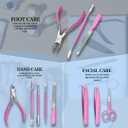 Manicure Pedicure Set - 10-in-1 Stainless Steel Grooming Kit, Personal Care Tools, Nail Nipper, Cuticle Cutter, Scissors, Tweezers, Blackhead Remover, Nail File & Case (Pink)