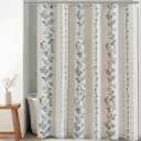ORTIGIA Blue Shower Curtains for Bathroom Modern Farmhouse Linen Shower Curtain Set with Metal Hooks Floral Waterproof Vintage Rustic Fabric Bath Curtain for Home, Weighted, 72x72