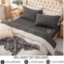 PURE ERA Jersey Knit 4pc Bed Sheet Set 100% T-Shirt Heather Cotton Super Soft Comfy Breathable Fits Mattress Up to 20" Extra Deep Pocket (Charcoal Dark Grey, King)