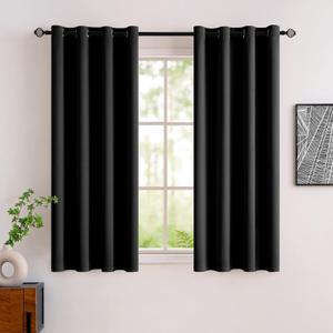 MIULEE Room Darkening Curtains Thermal Insulated Black Out Drapes Solid Window Treatment Grommet Light Blocking Blackout Curtain for Living Room Bedroom 2 Panels Set 52 x 54 inch Length Black