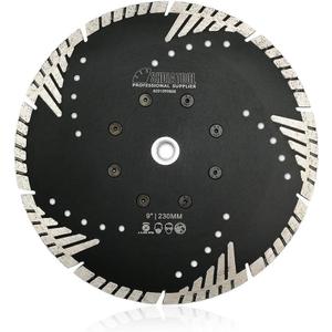 SHDIATOOL Diamond Turbo Blade Dia 9 Inch with Slant Protection Teeth Cutting Stone Granite Marble Concrete Brick with 5/8-11 Thread