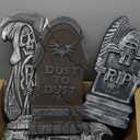 JOYIN 17” Halloween Tombstones for Graves Decorations Outdoor (5 Pack), Foam RIP Graveyard Headstone Decorations and 12 Bonus Metal Stakes for Halloween Yard Lawn Decor