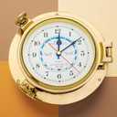 9" Diameter Solid Brass Porthole Tide Clock.Nagina International