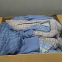 Dintszyayue Blue Comforter Set King Size, 8 Pieces Boho Striped Bed in a Bag Soft Microfiber Bedding Set for All Season