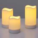 Solar Candle,Outdoor Waterproof Flickering Flameless Pillar Led Electronic Candles with built-in Light Sensor Smart Timer,Dusk to Dawn On/Off Automatic,Rechargeable Battery,3X5 Inch,Set of 2