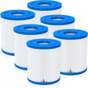 Future Way 6-Pack Type H Pool Filter Cartridge Replacement for Intex 330 GPH Filter Pump for Above Ground Pools, Replace Type H, 29007E