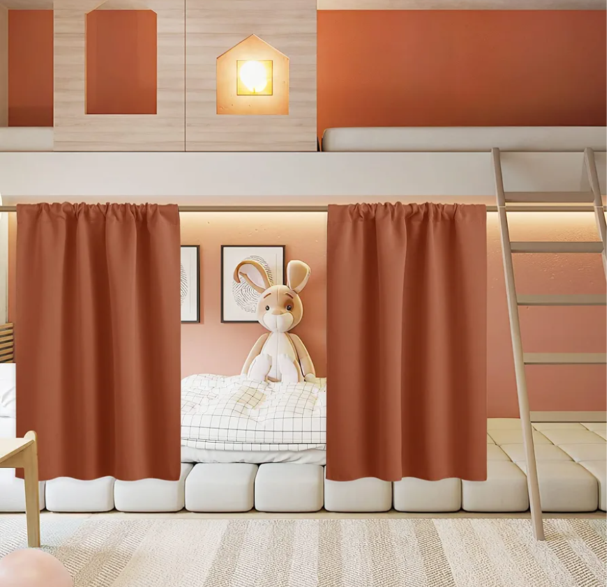 RYB HOME Small Curtains for Door Windows - Blackout Thermal Insulating Drapes for Home Theatre Bathroom Basement Cafe RV Camper Windows Blinds, Wide 34 x Long 30, Burnt Orange, 1 Pair