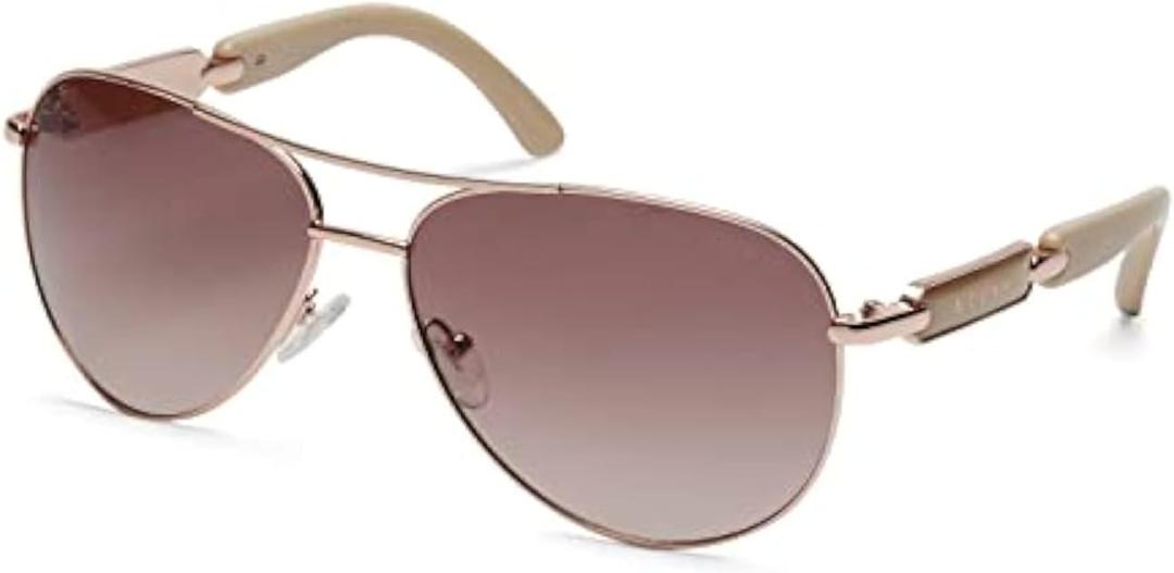 GUESS womens Metal Sunglasses Pilot Sunglasses (Shiny Rose Gold / Gradient Brown)