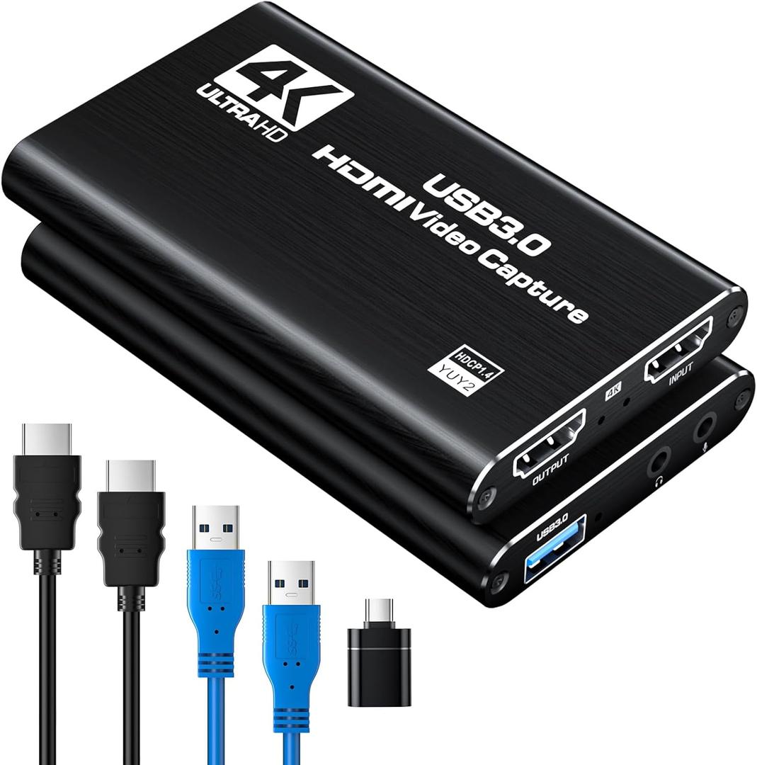 Newhope HDMI Capture Card for Streaming, Full HD 1080P 60FPS Capture USB 3.0 Game Audio Video Capture Card,for Streaming Camera/Xbox/PS4/PS5/Switch/PC (Black)