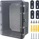 Junction Box, Hinged Black Clear Cover IP67 Waterproof ABS Project Box with Mounting Plate Electrical Box Enclosure with Wall Bracket 7.1 x 5.1 x 3.5inch(180x130x90mm)