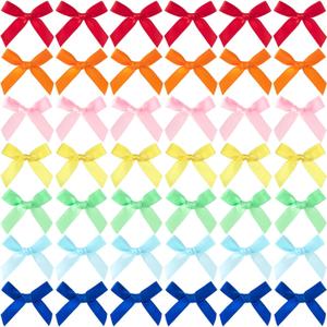 70pcs Mini Ribbon Bows for Craft, Small Satin Ribbon Bow, Colorful Bowknot Sewing Accessories for Flowers Bakery Gift Wrapping Christmas Wedding Birthday Party Decoration- 7 Colors