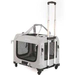 Extra Large Cat Carrier Soft Sided with Wheels Folding Small Medium Dog Pet Carrier 24"x16.5"x16" Travel Collapsible Ventilated Comfortable Design Portable Vehicle (grey)