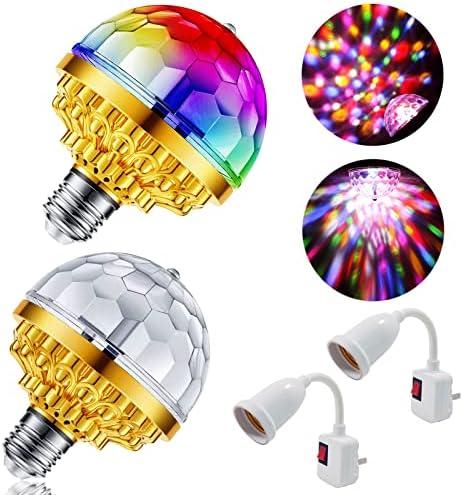 MIKWOAB 2 Pack Colorful Magic Rotating Ball Light, LED Plug in Disco Ball Light, RGB Disco Light Bulb, Party Lights Dj Disco Lights with Sockets for Home Room Dance Parties Bar Karaoke