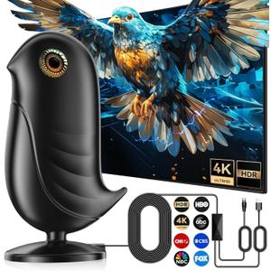1200+ Miles Long Range HD Antenna for Smart TV and All Older TV's,Digital TV Antenna Indoor for Local Channels,Supports 4K 1080P HD with Amplifier Signal Booster and 18ft Cable (Black)