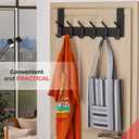 Matte Black Over The Door Hooks Heavy Duty Stainless Steel Door Hanger with 6 Double Hooks for Hanging Towels, Coats, Robes, Hats, Bags No Drill Over Door Towel Rack for Bathroom & Bedroom