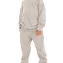 Flygo Boys Girls 2 Piece Outfits Fleece Kids Sweatsuit Crewneck Sweatshirt and Sweatpants Tracksuit Clothing Set(Beige-L) (L)