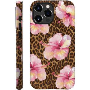 Leopard Print Phone Case for iPhone 14/iPhone 13 6.1",Cute Flower Aesthetic Cases Floral Cool Trendy Cheetah Cover for Girls Women,Hard PC Soft Durable Flexible Protective for iPhone 14/13