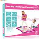SUNLIN Dance Mat - Rhythm Step Play Mat - Dance Game Toy Pad with LED Lights, Gift for Kids Girls 3-12, Adjustable Volume, Built-in Music, 3 Challenge Levels (Pink)