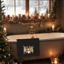 Christmas Snowman Gifts Kitchen Towels, Black and Gold Xmas Tea Dish Towels for Kitchen Bar Decor, Christmas Snowamn Hand Towels for Bathroom Washroom Decor, 16x24 Inch