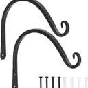LOOGI Hanging Plant Bracket, Wall Hook Plant Hanger Decorative Hooks for Indoor Planter Lantern, Outdoor Bird Feeder Wind Chime, 2 Pack Black (8 Inch C)