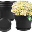 Myfeegoin 13-inch-Plant-Pots, 4 Pack Large Planters for Outdoor Plants, Plastic Flower Pots Indoor with Drainage Holes & Trays, Classic Garden Pot Container for House