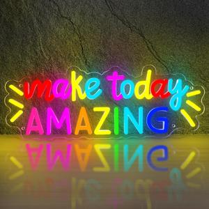 Make Today Amazing Neon Sign,Classroom Wall Decor Positive LED Neon Light,Inspirational Letter LED Sign Multicolored Light Up Sign for Classroom Wedding Party Store Home Birthday Neon Decor