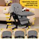6-in-1 Convertible High Chair with Rocker | Baby High Chair for Newborn to Toddler (0-3 Years) | Adjustable, Foldable & Easy-Clean with Dishwasher Safe Tray & Tool-Free Assembly,Gray