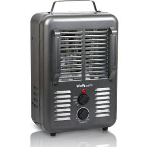Milkhouse Space Heater 1300W/1500W Electric Heater with Overheat and Tip-Over Safety Shutoff Thermostat Manual Control for Home Workplace Gray