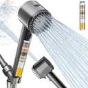 Cobbe Ion Drops Filtered Shower Head with Handheld, High Pressure 4+1 Spray Mode Showerhead with Filters, Built-in Power Wash for Hard Water - Remove Chlorine - Reduces Dry Itchy Skin, Luxury Gray