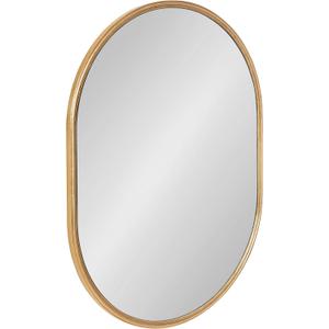 Kate and Laurel Caskill Mid-Century Oval Mirror, 18" x 24", Gold, Capsule-Shaped Accent Mirror for Entryway, Living Room, or Bathroom