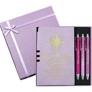 Resurhang 5 Pcs Class of 2026 Graduation Gift Set Inspirational Gifts for Graduation College Motivational Leather Journal Ballpoint Pen with Box for Senior Middle(Purple)