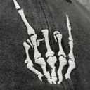 Halloween Skeleton Black Hat Beanie Skull Baseball Cap Embroidered Finger Bone Adjustable Mesh Hat for Men Women