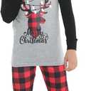VENTELAN Family Matching Christmas Pajamas Set Holiday Santa Claus Sleepwear Xmas PJS Set for Couples and Kids (2T, Grey Deer)