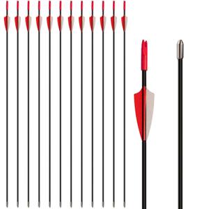 28 inch Target Arrows Practice Fiberglass Arrow for Kids Youth Beginner, Safety Blunt Tip Arrows for Archery Recurve Bow Long Bow -12 Pack