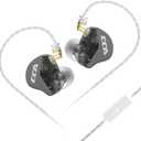 CCA CRA in Ear Monitor Earphone, Ultra-Thin Diaphragm Dynamic Driver IEM, Clear Sound & Deep Bass, Wired Earbuds with Mic and Tangle-Free Removable Cord (Black)