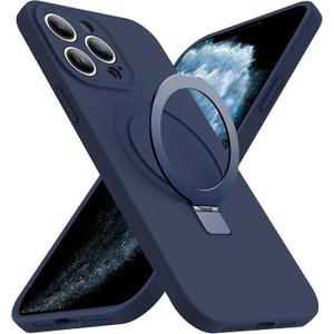 Designed for iPhone 11 Pro Max Case with Magnetic Invisible Stand Compatible with MagSafe Military-Grade Protection Shockproof Silicone iPhone 11 Pro Max Phone Cases for Women Men 6.5'',Dark Blue
