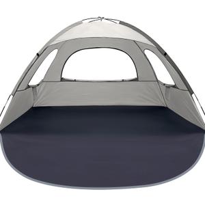 WhiteFang Beach Tent Anti-UV Portable Sun Shade Shelter for 3/4/6/8 Person, Extendable Floor with 3 Ventilating Mesh Windows Plus Carrying Bag, Stakes and Guy Lines