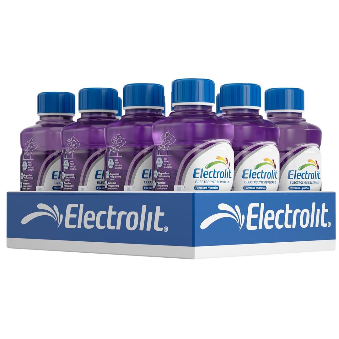 Electrolit, Electrolyte Beverage, Grape, 21 Fl Oz bottle (Pack of 12), BBD 07/2025