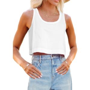 Aoysky Womens Cotton Crop Tops Casual Loose Tank Top Sleeveless Basic Cropped Athletic Yoga Workout Shirt (Large, White) Aoysky Womens Cotton Crop Tops Casual Loose Tank Top Sleeveless Basic Cropped Athletic Yoga Workout Shirt (Large, White)
