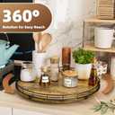 Lazy Susan Turntable Organizer for Table Top, 16 Round Wooden Lazy Susan for Cabinet Kitchen Countertop Pantry Dining Coffee Table for Condiments Spices, Rustic Bathroom Vanity Tray for Soap Candle