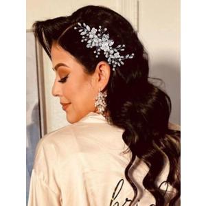 Catery Rhinestone Hair Clips Silver Wedding Hair Piece Flower Bridal Accessories for Brides and Women