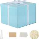 Large Gift Box with Lid 12.5x12.5x10 Inches, Blue Gift Boxes for presents Packaging for Birthdays, Valentine's Day, Christmas, Anniversaries (Include Shredded Paper Fill, Envelope Card Ribbon)